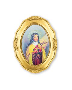 3 1/2" x 4 1/2" Gold Leaf Framed with a Saint Therese Print-P65