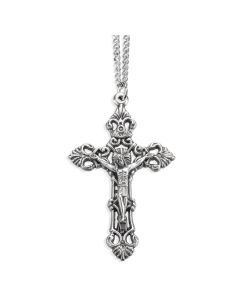 2" Silver Oxidized Crucifix on a 24" Chain, Boxed