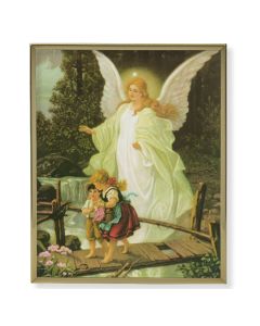 8" x 10" Gold Plaque Frame with a Guardian Angel Print