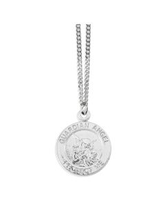 1" Rhodium Guardian Angel Pendant on a 18" Chain, Carded