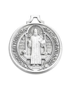 1 3/8" St. Benedict Jubilee Medal in Antiqued Silver Finish