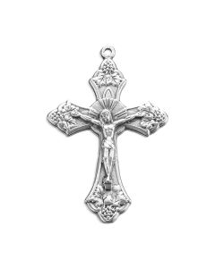 1 1/2" Silver Oxidized Grapes and Vines Crucifix