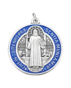2 1/4" St. Benedict Jubilee Medal in Silver Finish with Epoxy