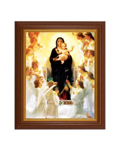 10 1/2" x 12 1/2" Walnut Finish Beveled Frame with 8" x 10" Bouguereau: Queen of Angels Textured Art