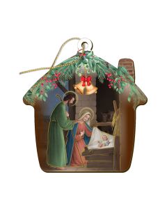 3 1/2" x 3 1/2" Nativity Holy Family Fine Art Wooden Christmas Ornament