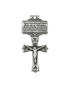 Baroque Crucifix with Roman Catholic I.D. Auto Visor Clip (Sold in Inc. of 3)