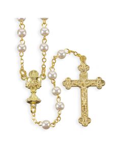 White Pearl Bead Communion Rosary