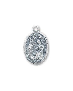 1" Oval Oxidized Saint Rita Medal in Spanish (Sold in Inc. of 25)