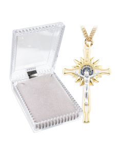 1 3/4" Gold Epoxied Crucifix on a 18" Gold Tone Chain, Boxed