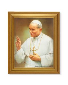 10" x 12" Gold Leaf Finish Beveled Frame with 8" x 10" St. Pope John Paul II Textured Art