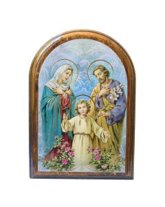Holy Family Arched Wood Plaque