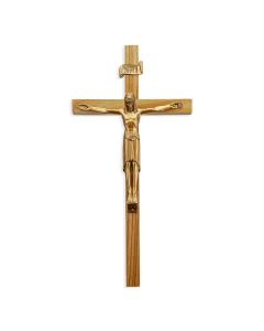 12" Oak Cross with Museum Gold Crucifix