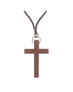 1 3/4 Palissander Wood Cross on  a Brown Cord