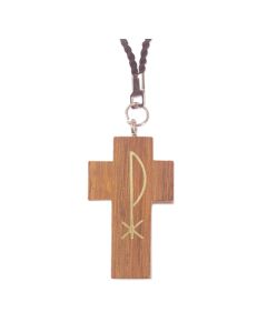 2" Brown Wood Pax Cross on a 30" Brown Cord