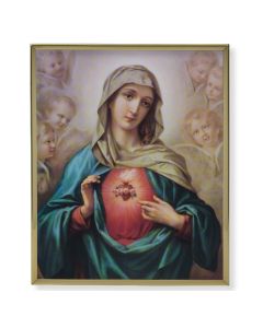 11" x 14" Gold Plaque Frame with a Immaculate Heart of Mary Print