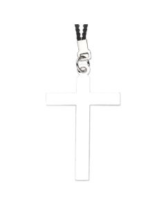 2 1/4" Nickel Cross on a Black Cord