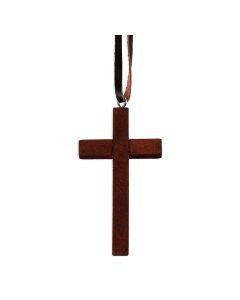 3 1/8" Wooden Cross on a 16" Brown Cord