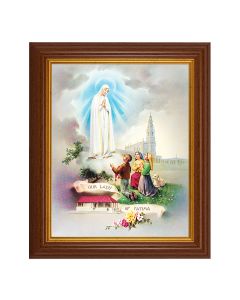 10 1/2" x 12 1/2" Walnut Finish Beveled Frame with 8" x 10" Our Lady of Fatima Textured Art