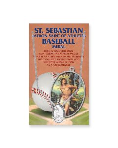 Oval Saint Sebastian Mens Baseball Medal on a 24" Chain