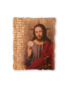 5 1/4" x 4 1/4 " Eucharist Small Vintage Wooden Plaque