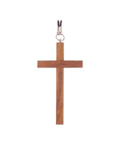 4" Stained Wood Cross on a 30" Cord