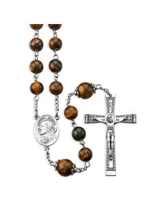 Deluxe Tiger Eye Bead Rosary, Boxed