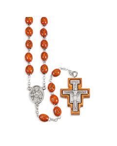 Franciscan Tau Wood Bead Rosary