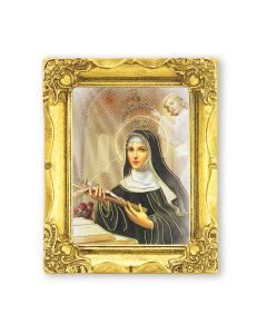 3" x 2" Antique Gold Frame with Saint Rita Print-P65