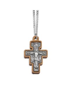 1 3/4" San Damiano Crucifix on 24" Stainless Steel Chain, Boxed