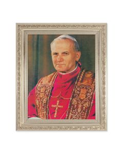 10" x 12" Ornate Silver Frame with a Pope John Paul II Print