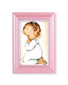 5 1/2" x 7" Pink Frame with Praying Girl Print