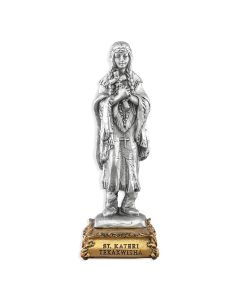 4 1/2" Pewter Saint Kateri Tekakwitha Statue, Gift Boxed-P65