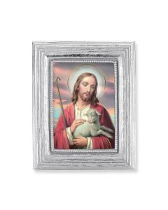 3 3/4" x 4 1/2" Silver Frame with a Good Shepherd Print-P65