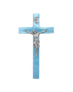 7" Pearlized Blue Cross with Fine Pewter Corpus