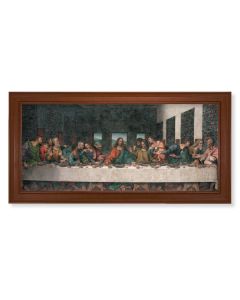15 1/2" x 29" Walnut Finished Frame with 12' x 26" DaVinci: Last Supper Textured Art