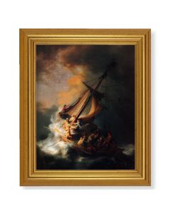10" x 12" Gold Leaf Finish Beveled Frame with 8" x 10" Rembrandt - Storm on the Sea of Galilee Textured Art