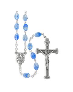 Oval Sapphire Glass Bead Rosary