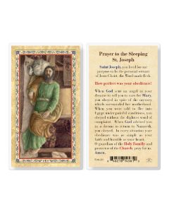 Sleeping St. Joseph Laminated Holy Card. Inc. of 25
