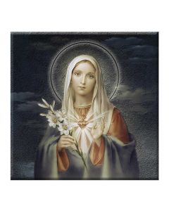 Immaculate Heart of Mary 15 cm x 15cm Ceramic Tile with Varnish Effects Boxed
