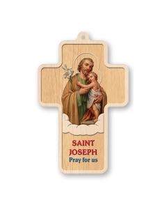 Saint Joseph Laser Cut Wood Cross
