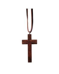 2 1/2" Rich Rosewood Cross on a 30" Leather Thong