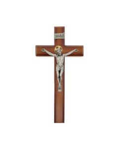 11" Two Tone Cross with Antiqued Silver and Gold Finish Corpus by Salerni