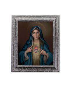 10 1/2" x 12 1/2" Grey Oak Finish Frame with an 8" x 10" Immaculate Heart of Mary Print