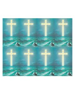 Cross On Ocean Eight-Up Micro Perforated Holy Cards