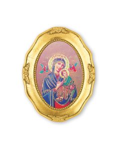 3 1/2" x 4 1/2" Gold Leaf Framed with an Our Lady of Perpetual Help Print-P65
