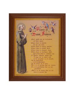 10 1/2" x 12 1/2" Walnut Finish Beveled Frame with 8" x 10" Prayer of St. Francis Textured Art