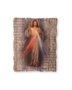 5 1/4" x 4 1/4 " Divine Mercy Small Vintage Wooden Plaque