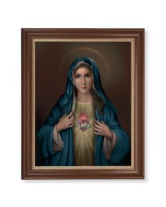 13 1/2" x 16 9/16" Walnut Finished Frame with 11" x 14" Immaculate Heart of Mary Textured Art
