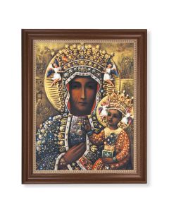 13 1/2" x 16 9/16" Walnut Finished Frame with 11" x 14" Our Lady of Czestochowa Textured Art