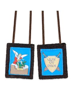1 3/4" x 2"  St. Michael Brown Wool Scapular